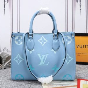 Replica Louis Vuitton Monogram Empreinte Leather Onthego MM Bag In Summer Blue
