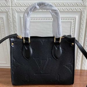 Replica Louis Vuitton Monogram Empreinte Leather Onthego PM Bag In Black