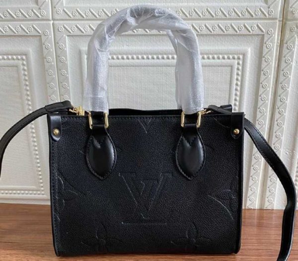 Replica Louis Vuitton Monogram Empreinte Leather Onthego PM Bag In Black