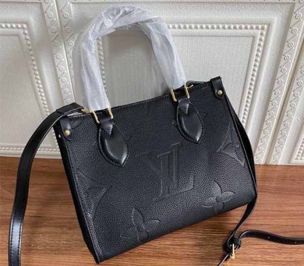 Replica Louis Vuitton Monogram Empreinte Leather Onthego PM Bag In Black - Image 2