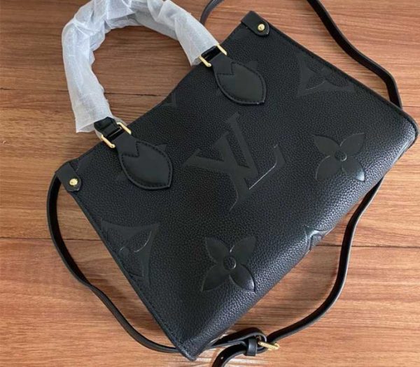 Replica Louis Vuitton Monogram Empreinte Leather Onthego PM Bag In Black - Image 3