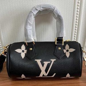 Replica Louis Vuitton Monogram Empreinte Papillon BB Bag In Black And Beige