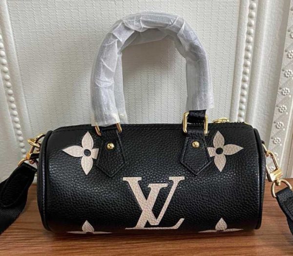Replica Louis Vuitton Monogram Empreinte Papillon BB Bag In Black And Beige