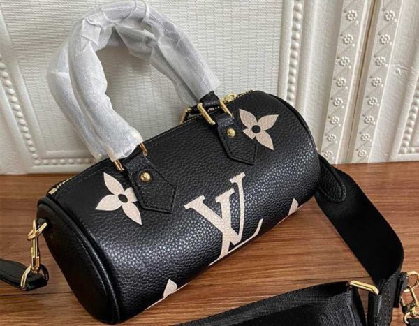 Replica Louis Vuitton Monogram Empreinte Papillon BB Bag In Black And Beige - Image 2