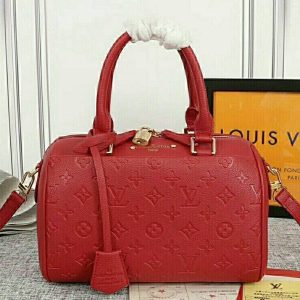 Replica Louis Vuitton Monogram Empreinte Speedy Bandouliere 25 Handbag In Red