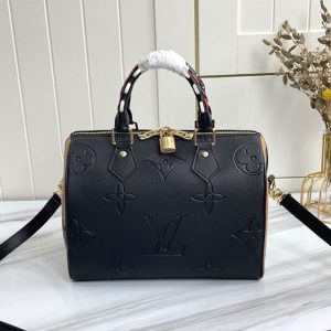 Replica Louis Vuitton Monogram Empreinte Wild At Heart Speedy 25 Bandouliere Handbag In Black