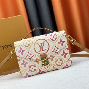 Replica Louis Vuitton LV By The Pool Monogram Tiles Canvas Metis Handbag In Coral