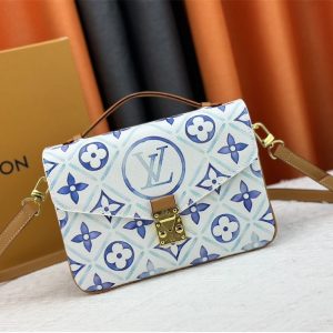 Replica Louis Vuitton LV By The Pool Monogram Tiles Canvas Metis Handbag In Lagoon Blue
