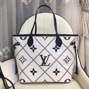 Replica Louis Vuitton Spring 2022 Monogram Empreinte Neverfull MM Tote In Cream