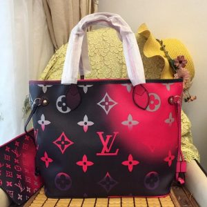 Replica Louis Vuitton Spring 2022 Neverfull MM Tote In Midnight Fuchsia