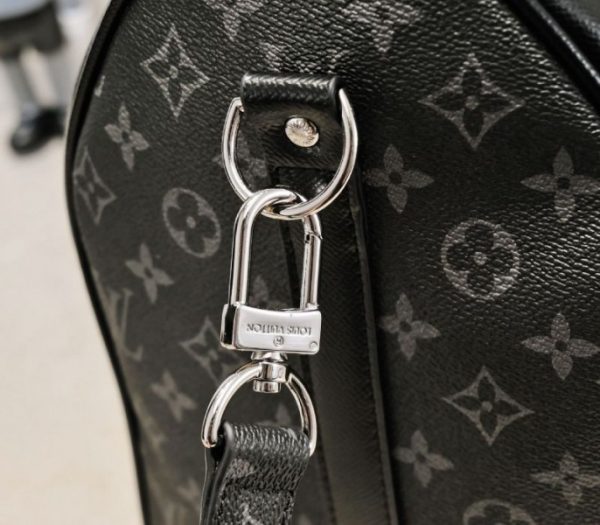 Replica Louis Vuitton Taiga Leather Keepall Bandouliere 50 Travel Bag In Black - Image 8