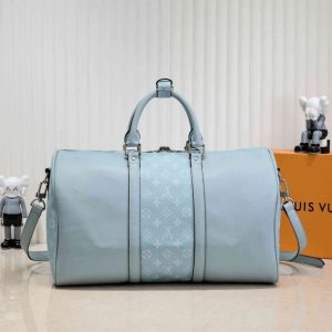 Replica Louis Vuitton Taiga Leather Keepall Bandouliere 50 Travel Bag In Miami Green