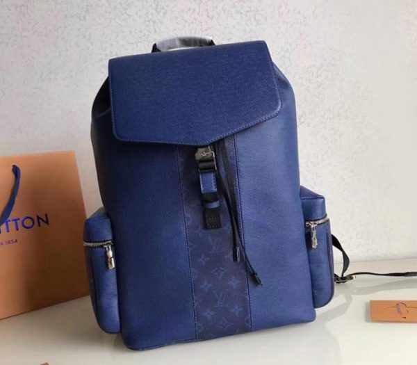 Replica Louis Vuitton Taiga Leather Outdoor Backpack In Pacific Blue