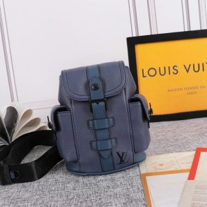 Replica Louis Vuitton Taurillon Leather Christopher XS Backpack In Navy Blue