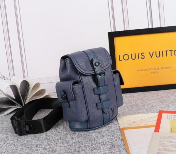Replica Louis Vuitton Taurillon Leather Christopher XS Backpack In Navy Blue - Image 2