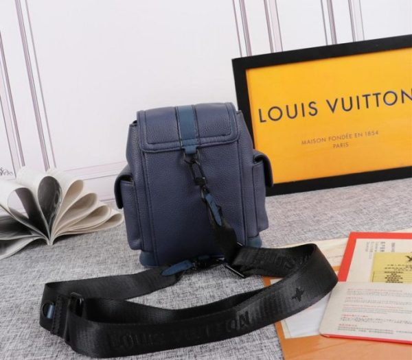 Replica Louis Vuitton Taurillon Leather Christopher XS Backpack In Navy Blue - Image 3