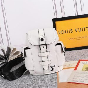 Replica Louis Vuitton Taurillon Leather Christopher XS Backpack In White