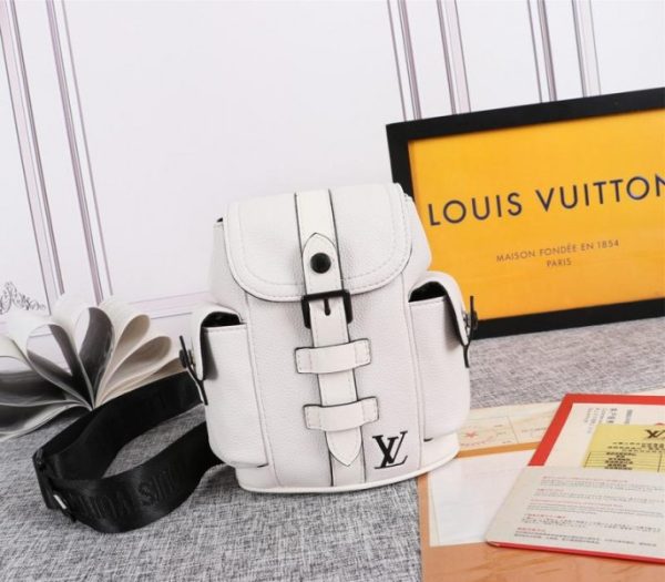 Replica Louis Vuitton Taurillon Leather Christopher XS Backpack In White