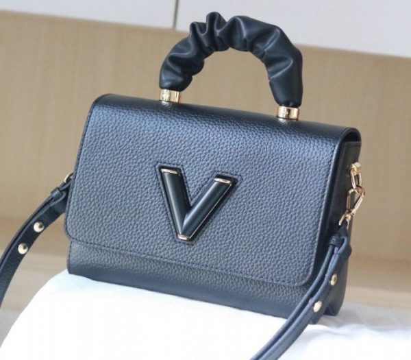Replica Louis Vuitton Taurillon Leather Twist MM Scrunchie Handle In Black - Image 2
