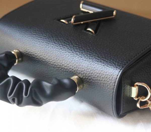 Replica Louis Vuitton Taurillon Leather Twist MM Scrunchie Handle In Black - Image 6
