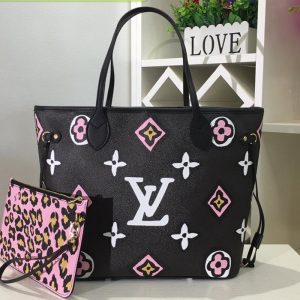 Replica Louis Vuitton Wild At Heart Neverfull MM Bag In Black