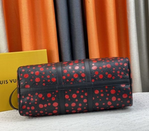 Replica Louis Vuitton X YK Bandouliere Keepall 50 Travel Bag In Red Infinity Dots - Image 5