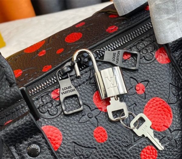 Replica Louis Vuitton X YK Bandouliere Keepall 50 Travel Bag In Red Infinity Dots - Image 7