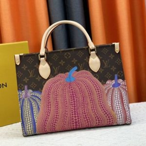 Replica Louis Vuitton X YK Monogram Canvas Onthego MM Tote In Pumpkin