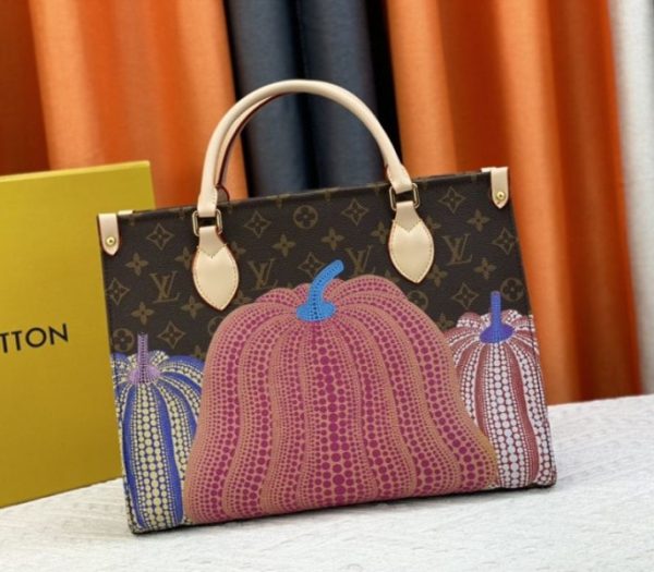 Replica Louis Vuitton X YK Monogram Canvas Onthego MM Tote In Pumpkin