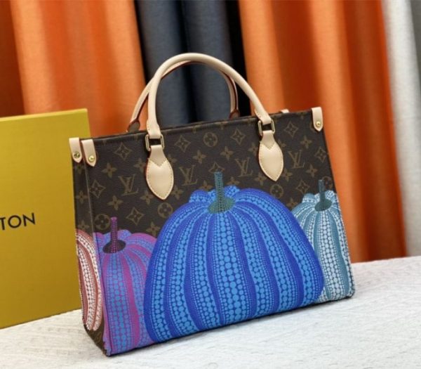Replica Louis Vuitton X YK Monogram Canvas Onthego MM Tote In Pumpkin - Image 3