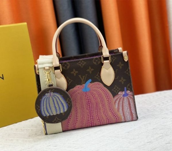 Replica Louis Vuitton X YK Monogram Canvas Onthego PM Tote In Pumpkin