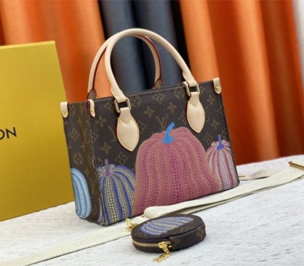 Replica Louis Vuitton X YK Monogram Canvas Onthego PM Tote In Pumpkin - Image 2