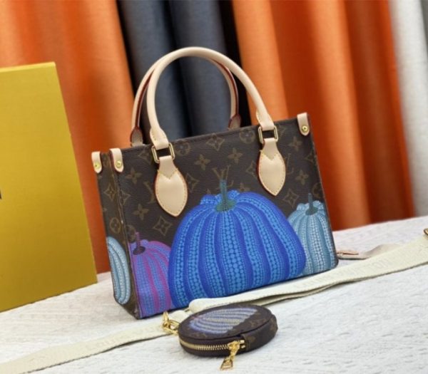 Replica Louis Vuitton X YK Monogram Canvas Onthego PM Tote In Pumpkin - Image 3