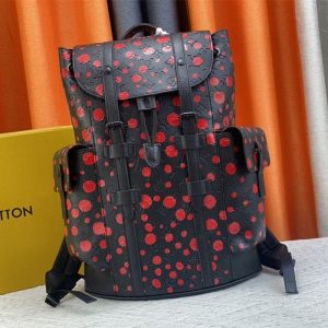 Replica Louis Vuitton X YK Christopher Backpack In Red Infinity Dots