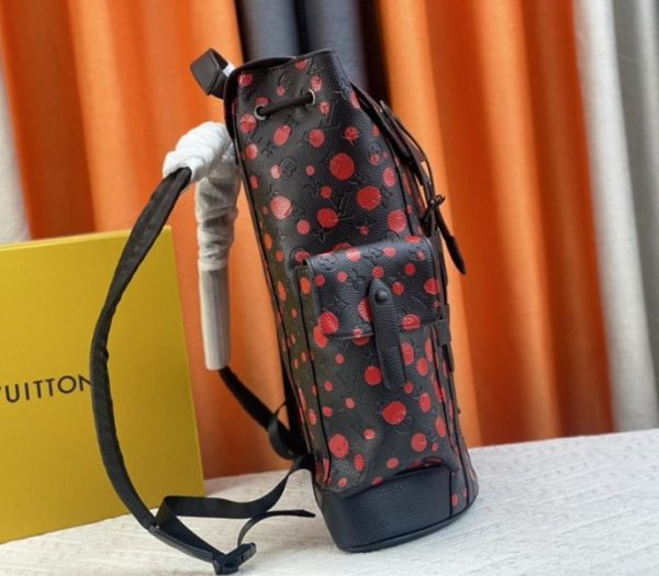 Replica Louis Vuitton X YK Christopher Backpack In Red Infinity Dots - Image 4