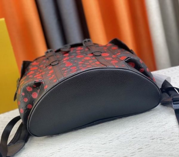 Replica Louis Vuitton X YK Christopher Backpack In Red Infinity Dots - Image 5