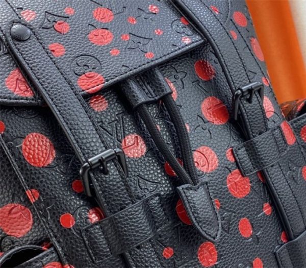 Replica Louis Vuitton X YK Christopher Backpack In Red Infinity Dots - Image 8