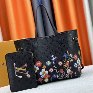 Louis Vuitton X TM Monogram Empreinte Neverfull MM In Black With Style 2